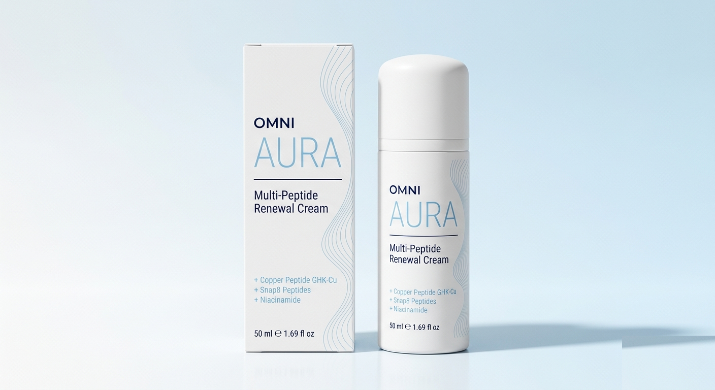OMNI AURA Multi-Peptide Renewal Cream 50ml bottle and box